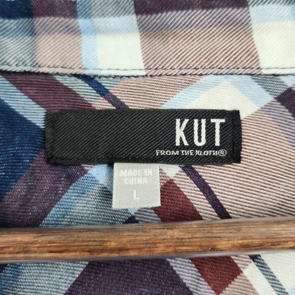 Kut From The Kloth Long Sleeve Button Down Plaid Top Womens Size Large L - Picture 3 of 4